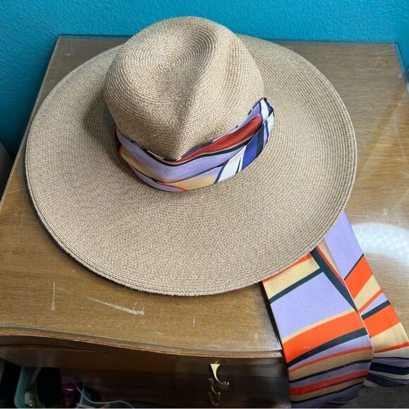 EUGENIA KIM  Cassidy Fedora Sun Hat W/ Satin Scarf new with tags - Picture 2 of 5
